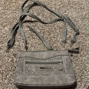 Stone & Co. versatile faux leather gray mini bag w/3 straps - EUC!